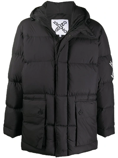 Shop Kenzo Sport Little X Padded Coat In Black