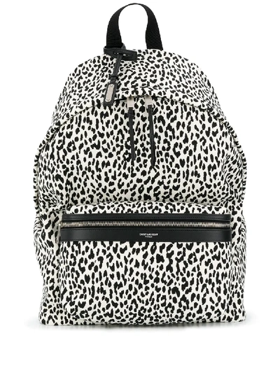 Shop Saint Laurent Leopard-print Backpack In White