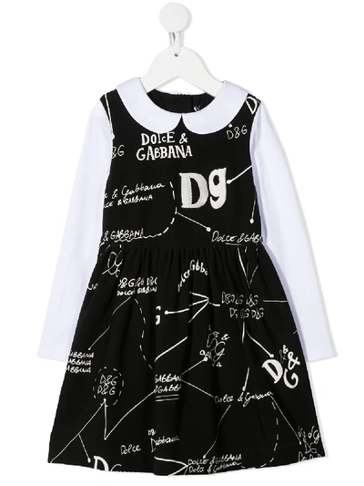 Shop Dolce & Gabbana Logo Print Short Dress In Black