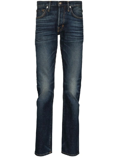 Shop Tom Ford Stonewashed Slim-leg Jeans In Blue