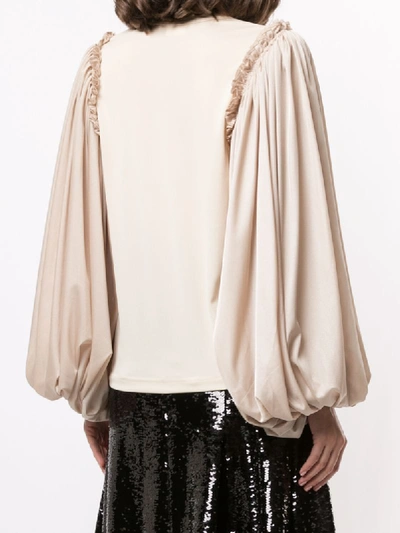 Shop Comme Des Garçons Puff Sleeve Blouse In Neutrals