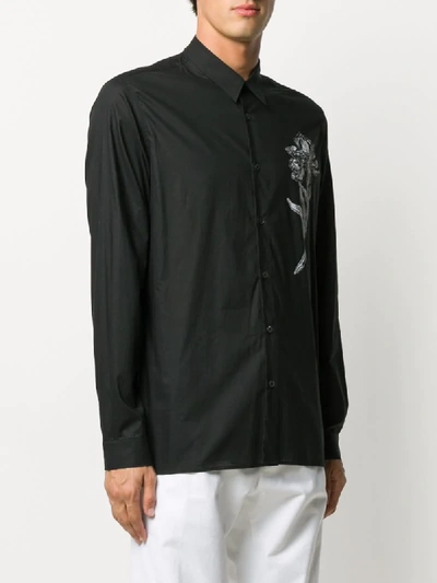 Shop Ann Demeulemeester Floral Patch Long-sleeved Shirt In Black