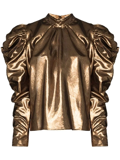 Shop Rejina Pyo Sofia Lamé Blouse In Gold