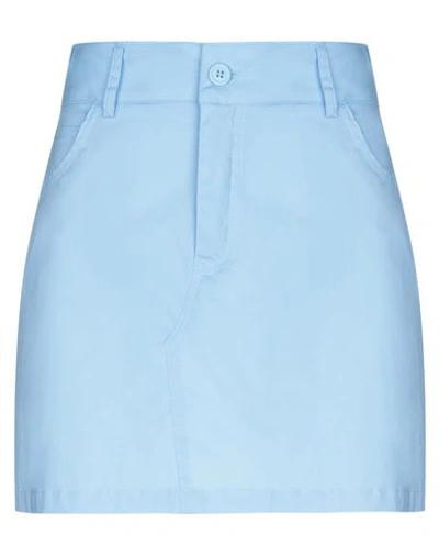 Shop L'autre Chose L' Autre Chose Woman Mini Skirt Sky Blue Size 10 Cotton, Elastane