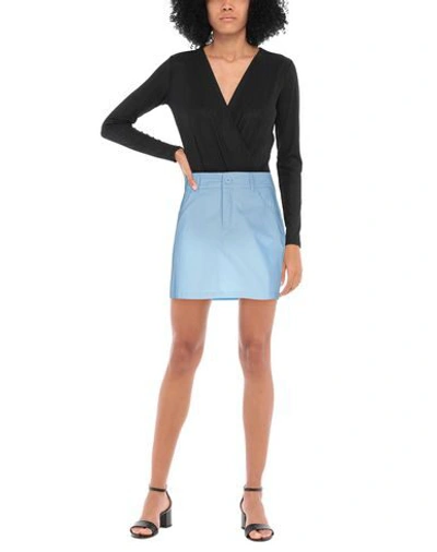 Shop L'autre Chose L' Autre Chose Woman Mini Skirt Sky Blue Size 10 Cotton, Elastane