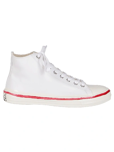Shop Marni White Leather Sneakers