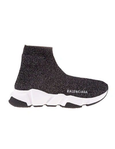 Shop Balenciaga Speed Stretch-knit Sneakers In Black/silver/white/black