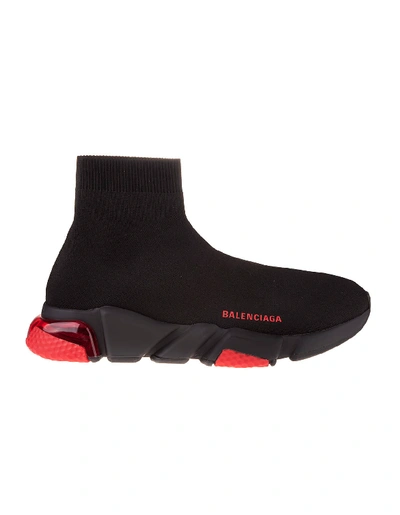 Shop Balenciaga Speed Clear Sole Sneakers In Black/red/red/black