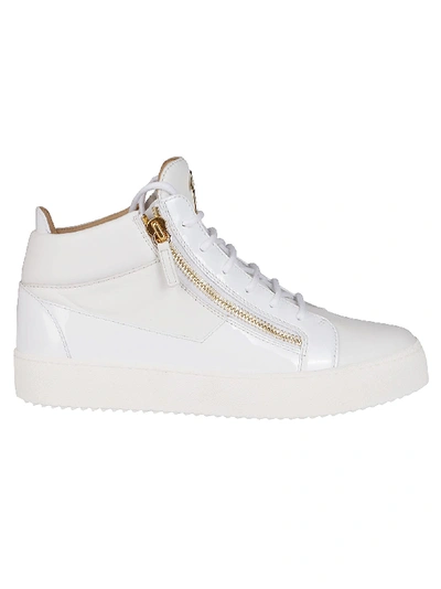 Shop Giuseppe Zanotti White Leather Kriss Sneakers