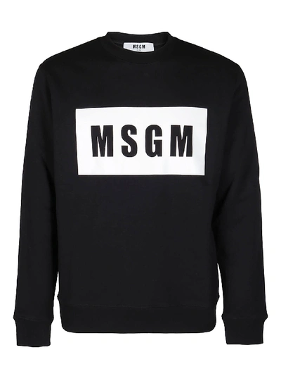 Shop Msgm Black Cotton Sweatshirt