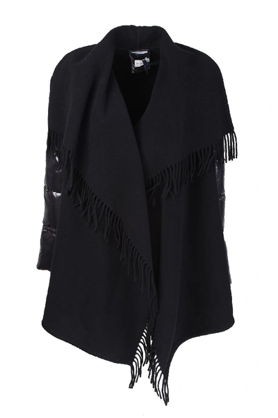 Shop Moncler Fringed Cape In Nero