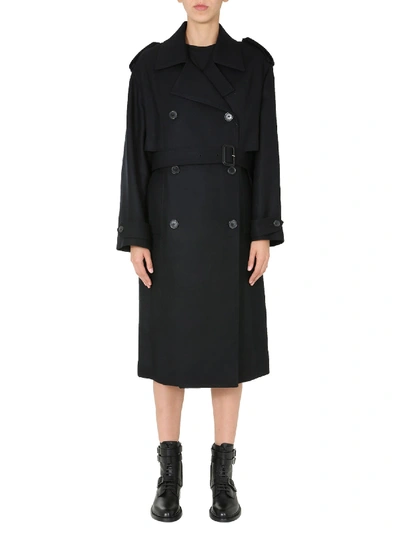 Shop Saint Laurent Double-breasted Trench In Nero