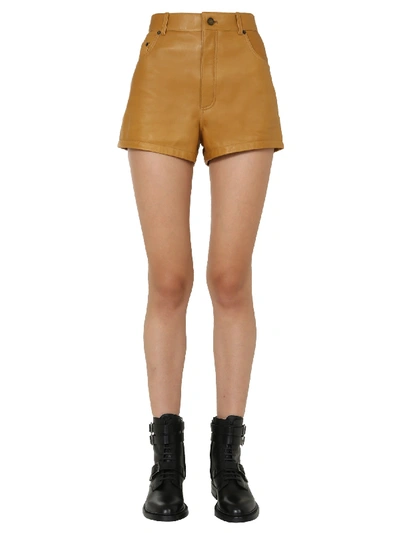 Shop Saint Laurent High-waisted Leather Shorts In Multicolor