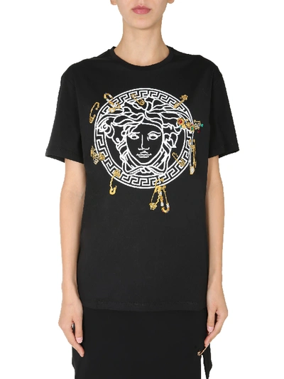 Shop Versace Crew Neck T-shirt In Nero