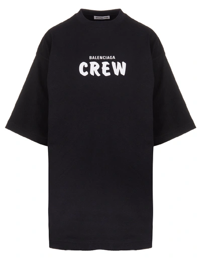 Shop Balenciaga Wide-line Black Woman Crew T-shirt In Black/white