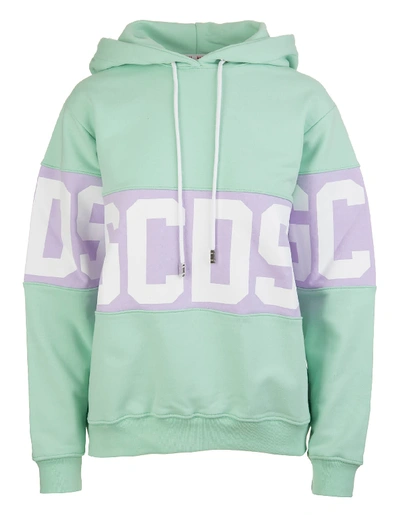 Shop Gcds Pastel Green Woman Hoodie With Logoed Band