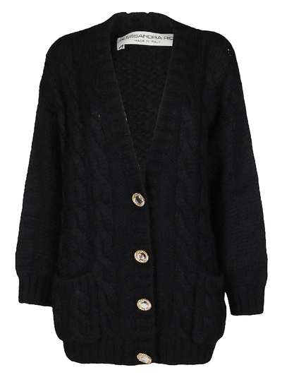 Shop Alessandra Rich Black Mohair-wool Blend Cardigan