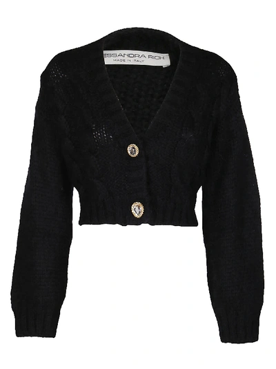 Shop Alessandra Rich Black Mohair-wool Blend Cardigan