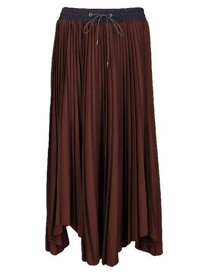 Shop Fabiana Filippi Brown Pleated Skirt