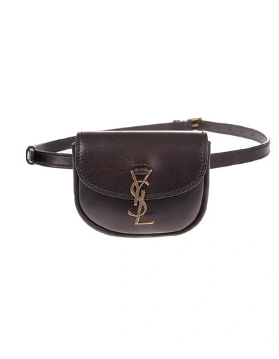 Shop Saint Laurent Black-bronze Kaia Waist Bag In Nero