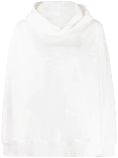 Shop Mm6 Maison Margiela Reversed Logo Embossed Hoodie In White