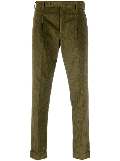 Shop Pt01 Slim-fit Corduroy Trousers In Green