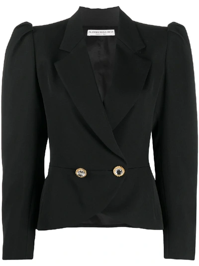 Shop Alessandra Rich Structured Shoulders Blazer In Black