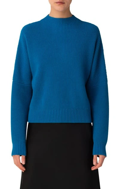 Shop Akris Punto Rib Wool & Cashmere Sweater In Japan Blue