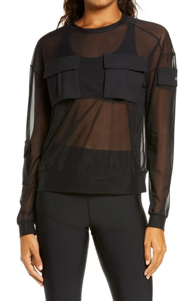 Shop Alo Yoga Tactical Sheer Cover-up Top In Black