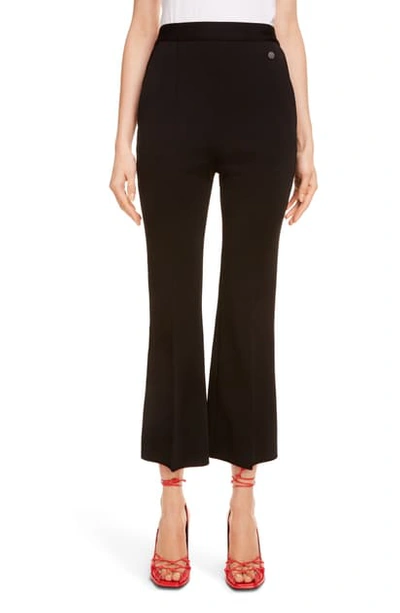 Shop Givenchy High Waist Crop Flare Pants In 001 - Black