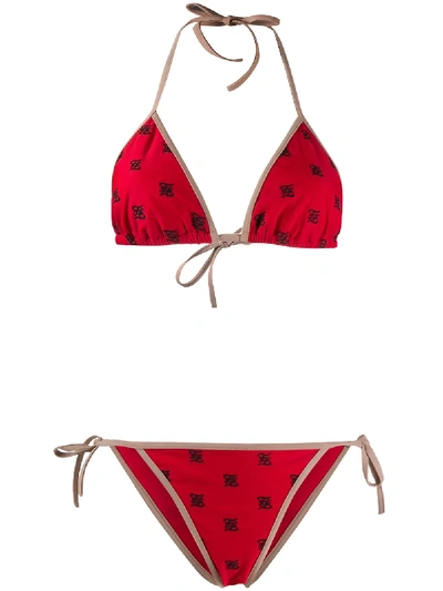 Shop Fendi Ff Logo-printed Bikini In Red