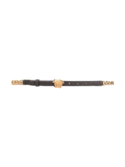 Shop Young Versace Chain-link Medusa Belt In Black