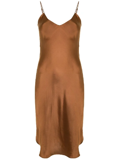 Shop Nili Lotan Stain Slip Dress In Brown