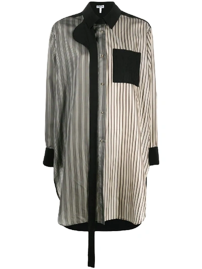 Shop Loewe Patchwork Stripe Oversized Shirt In Black