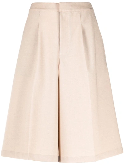 Shop Co Long Wide-leg Shorts In Neutrals