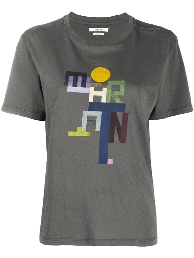 Shop Isabel Marant Étoile Zewel Logo-print Cotton T-shirt In Grey