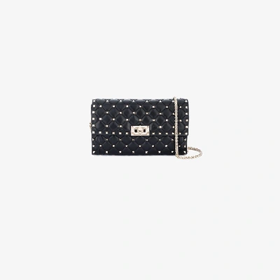 Shop Valentino Rockstud Spike Leather Shoulder Bag In Black