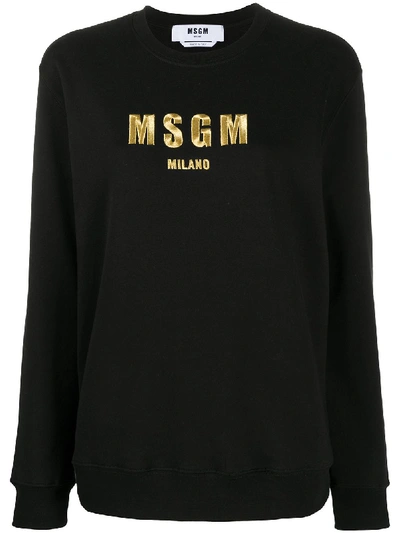 Shop Msgm Cotton Sweatshirt In Black
