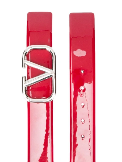 Shop Valentino Vlogo Leather Belt In Red