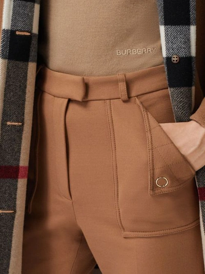Shop Burberry Reversible Check Technical Wool Coat In Mid Camel