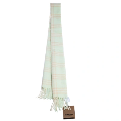 Pre-owned Burberry Pistachio Green Classic Vintage Check Cashmere Scarf