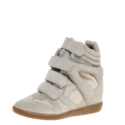 Pre-owned Isabel Marant Grey Suede Bekett Wedge Sneakers Size 37