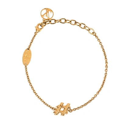 Pre-owned Louis Vuitton Gold Tone Lv & Me Hashtag Bracelet