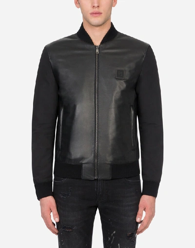 Shop Dolce & Gabbana Leather And Nylon Jacket