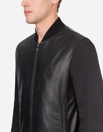 Shop Dolce & Gabbana Leather And Nylon Jacket