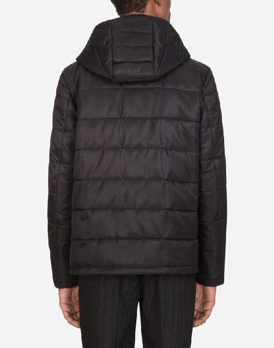 Shop Dolce & Gabbana Quilted Nylon Jacket With Hood In White