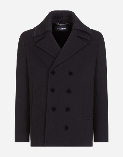Shop Dolce & Gabbana Wool And Cashmere Peacoat In Black