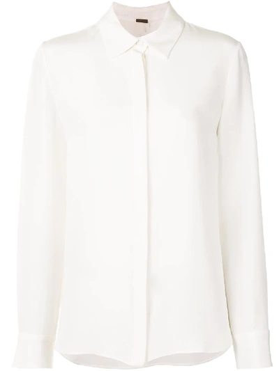 Shop Adam Lippes Silk Menswear Shirt In White