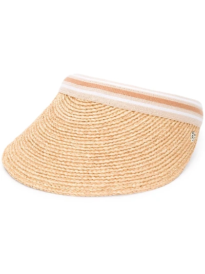 Helen Kaminski Striped Band Wide Brim Woven Hat In Brown