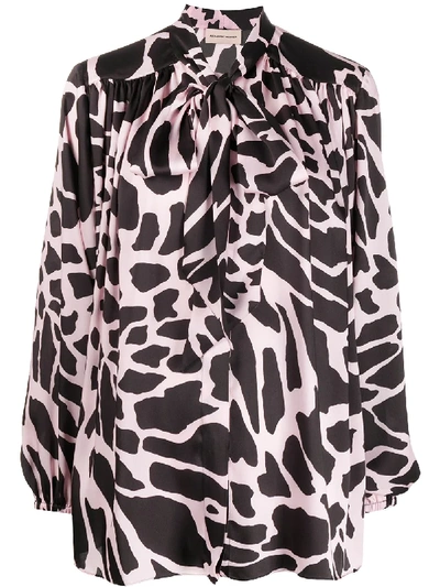Shop Alexandre Vauthier Shatter-print Pussy Bow Blouse In Black
